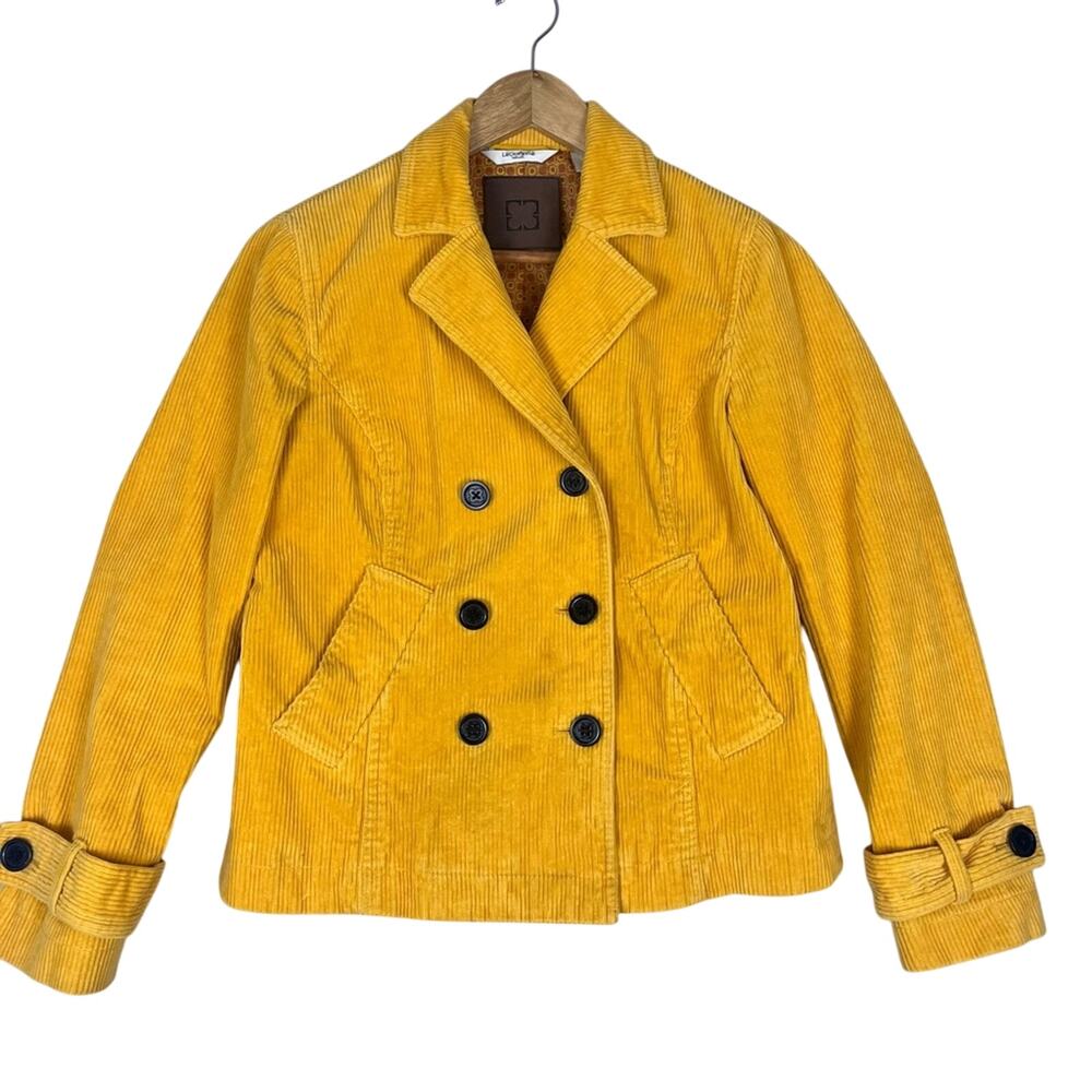 Double Breasted Corduroy Cropped Jacket Womens PM Yellow Y2K Bomber Trench Coat